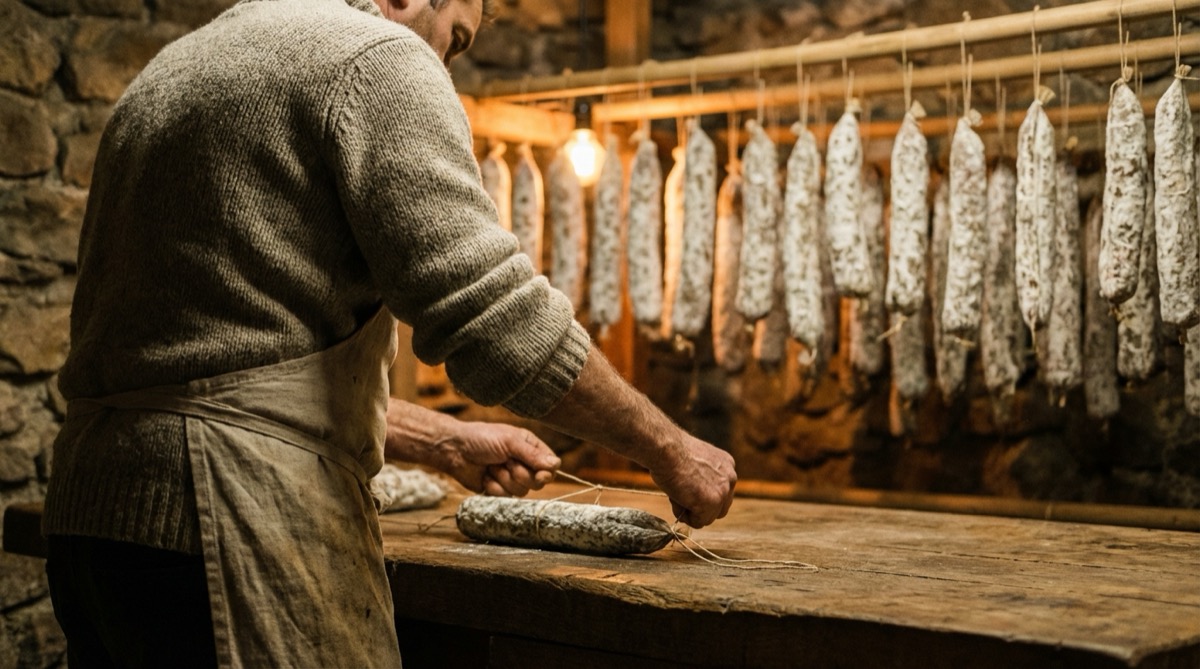 Handwerkliche Salami-Herstellung