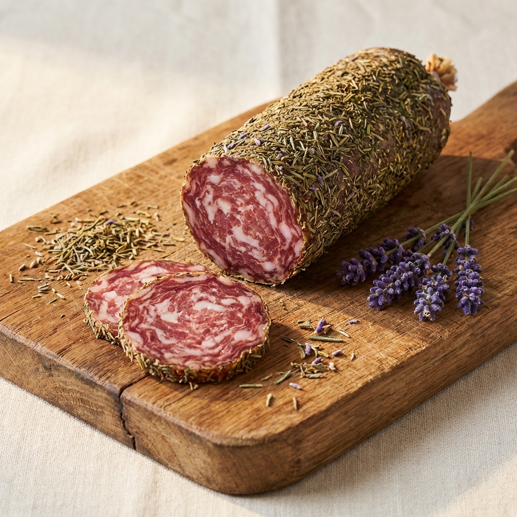 Luftgetrocknete französische Salami mit Herbes de Provence