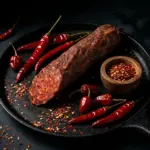Luftgetrocknete französische Salami mit Chili