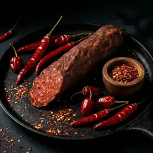 Luftgetrocknete französische Salami mit Chili