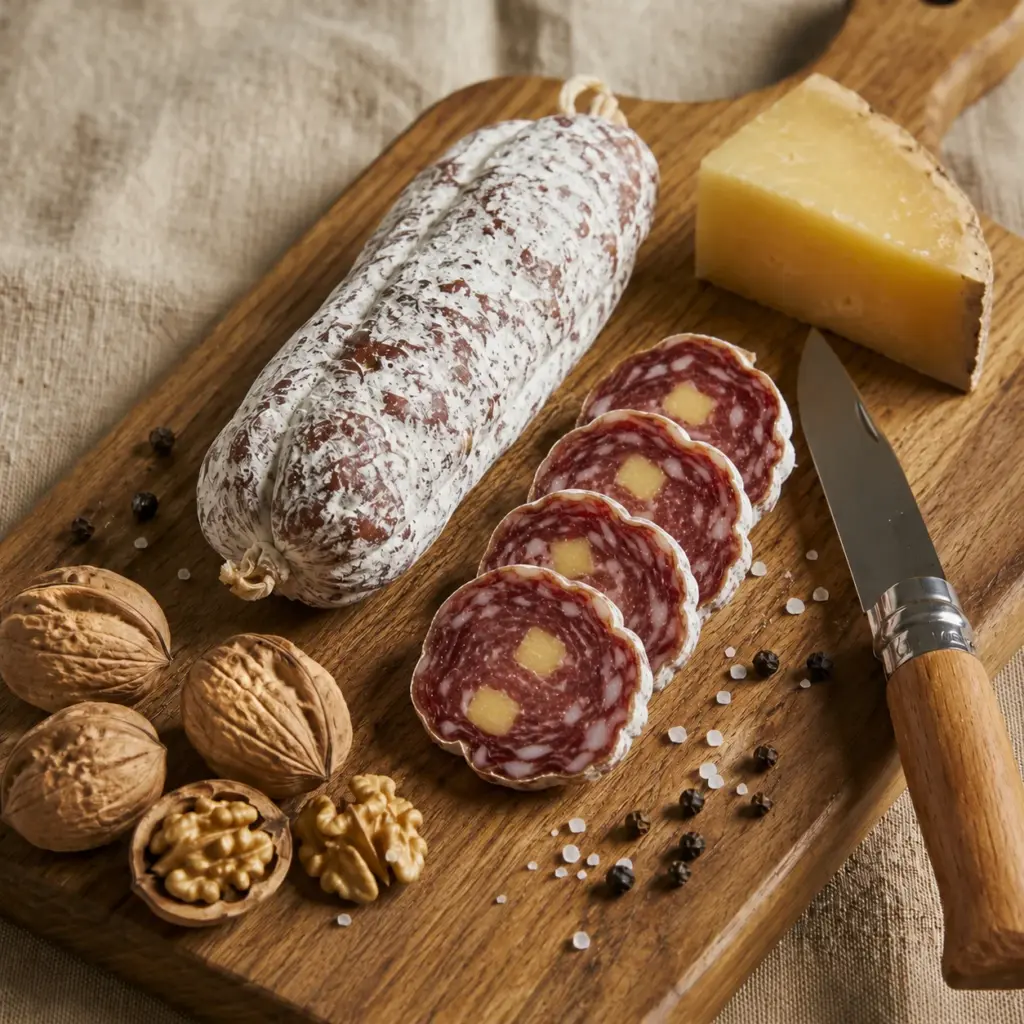 Luftgetrocknete französische Salami mit Comté