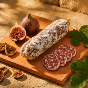 Luftgetrocknete französische Salami mit Feige