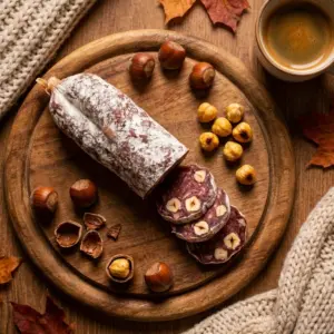 Luftgetrocknete französische Salami mit Haselnüssen