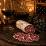 Luftgetrocknete französische Salami mit Rotwein