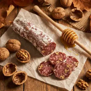 Luftgetrocknete französische Salami mit Walnüssen