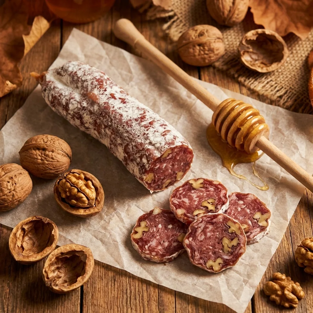 Luftgetrocknete französische Salami mit Walnüssen